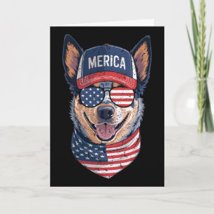 Blue Heeler 4 juli Amerikaanse vlag Hond Patriot Kaart