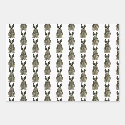 Blue Heeler ACD Cattle Dog Waterverf Art Inpakpapier Vel (Voorkant)