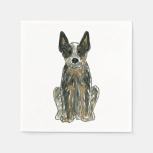 Blue Heeler ACD Cattle Dog Waterverf Art Napkin Servet
