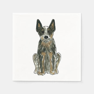 Blue Heeler ACD Runderen Hond Waterverf Kunst Serv Servet