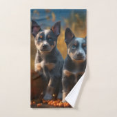 Blue Heeler Chiot Automne Citrouille de plaisir (Serviette à main)