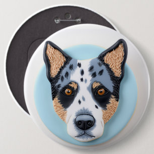 Blue Heeler Dog 3D geïnspireerd Ronde Button 6,0 Cm