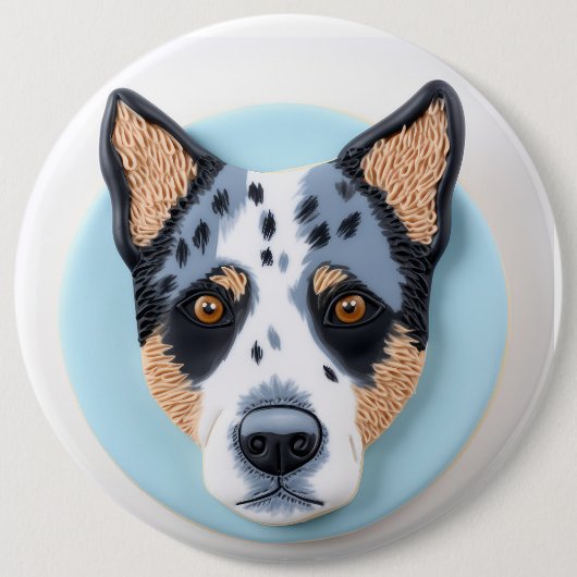 Blue Heeler Dog 3D geïnspireerd Ronde Button 6,0 Cm (Voorkant)