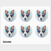 Blue Heeler Dog 3D geïnspireerd Ronde Sticker (Vel)