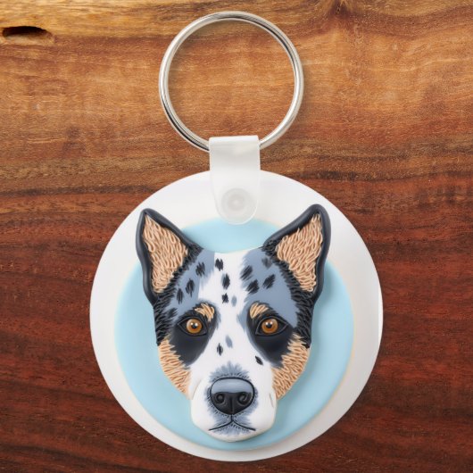 Blue Heeler Dog 3D geïnspireerd Sleutelhanger (Voorkant)