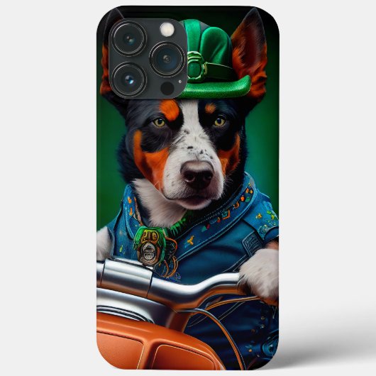 Blue Heeler Dog Driving Bike St. Patrick's Day Case-Mate iPhone Case (Achterkant)