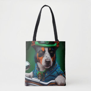 Blue Heeler Dog Driving Bike St. Patrick's Day Draagtas