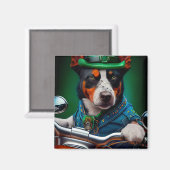 Blue Heeler Dog Driving Bike St. Patrick's Day Magneet (Voorkant / Achterkant)