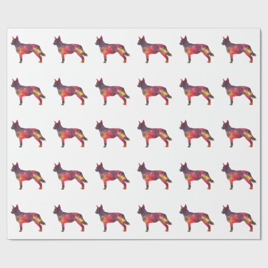 Blue Heeler Dog Geometric Pattern Silhouette Multi Cadeaupapier (Vlak)