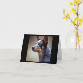 Blue Heeler Dog Kaart (Gele Bloem)