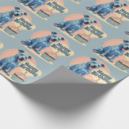 Blue Heeler Dog Kleurrijk Cadeaupapier (Hoek)