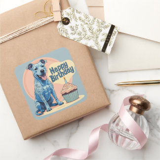 Blue Heeler Dog Kleurrijk Vierkante Sticker