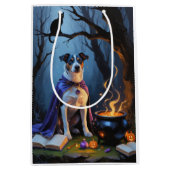 Blue Heeler Dog Whimsical Halloween Schilderij Medium Cadeauzakje (Voorkant)