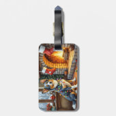 Blue Heeler Fireplace with Christmas Lights Bagagelabel (Achterkant verticaal)