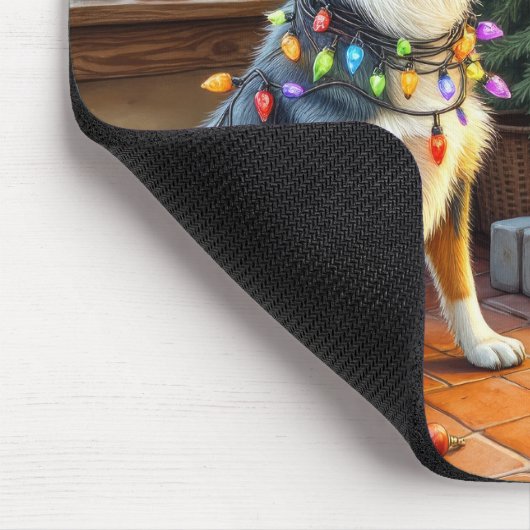 Blue Heeler Fireplace with Christmas Lights Muismat (Hoek)