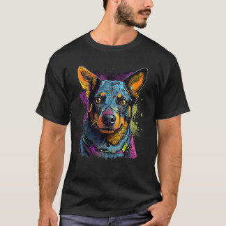 Blue Heeler Geometrie Australische Veedrijvershond T-shirt