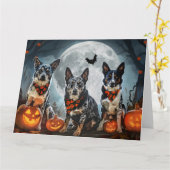 Blue Heeler Halloween Spooky Kaart (Gele Bloem)