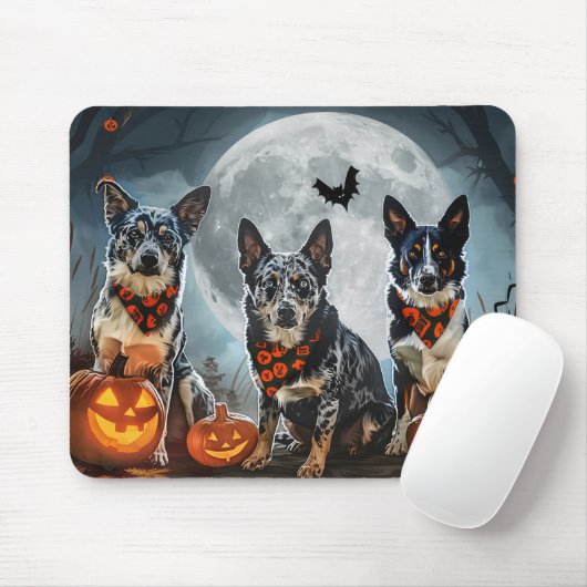 Blue Heeler Halloween Spooky Muismat (Met muis)
