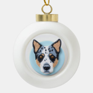 Blue Heeler Hond 3D Geïnspireerd Keramische Bal Ornament