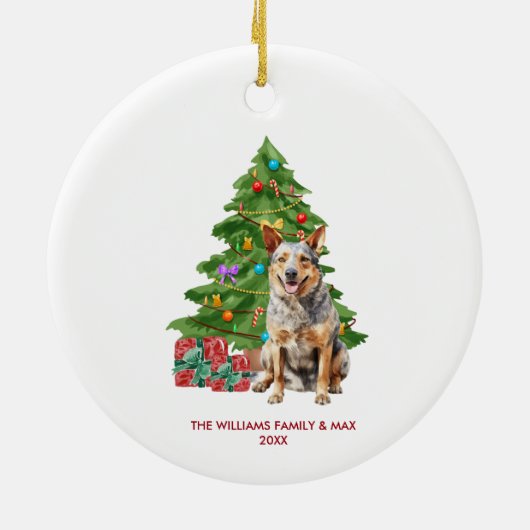 Blue Heeler hond gepersonaliseerde kerst Keramisch Ornament (Achterkant)
