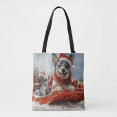 Blue Heeler Hond in Sledge Laat het Sneeuw Kerstmi Draagtas (Voorkant)