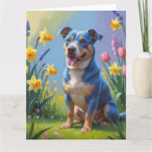 Blue Heeler-hond lente bloemen schilderij  Kaart (Voorkant)