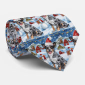 Blue Heeler Hond Winter Wonderland Kerstvreugde Stropdas (Opgerold)