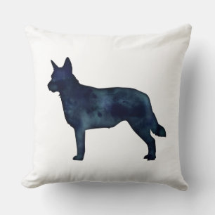 Blue Heeler Hondenras Silhouette Black Waterverf Kussen