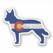 Blue Heeler Hondenras Silhouette Colorado Vlag Sticker (Voorkant)