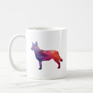 Blue Heeler Hondenras Silhouette Geo Paars Koffiemok
