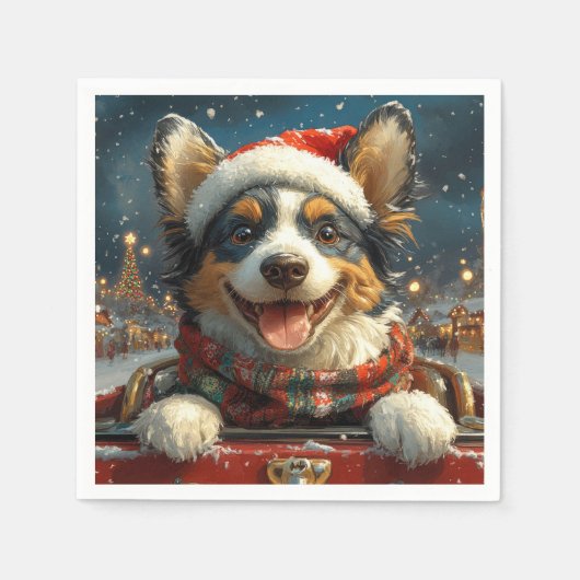 Blue Heeler Hondenroller Onderzetter Kerst Servet (Voorkant)