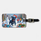 Blue Heeler Kerstfeest Sneeuwscène Bagagelabel (Voorkant horizontaal)
