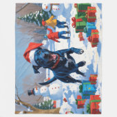 Blue Heeler Kerstfeest Sneeuwscène Fleece Deken (Voorkant)
