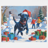 Blue Heeler Kerstfeest Sneeuwscène Fleece Deken (Voorkant (Horizontaal))