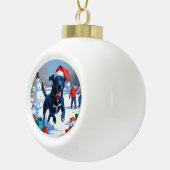 Blue Heeler Kerstfeest Sneeuwscène Keramische Bal Ornament (Rechts)