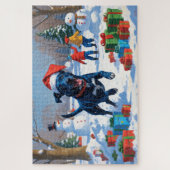 Blue Heeler Kerstfeest Sneeuwscène Legpuzzel (Verticaal)