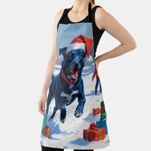 Blue Heeler Kerstfeest Sneeuwscène Schort (Insitu)
