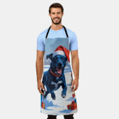 Blue Heeler Kerstfeest Sneeuwscène Schort (Gedragen)