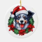 Blue Heeler Kerstkrans Keramisch Ornament (Achterkant)