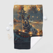 Blue Heeler kerstvakantie Golfhanddoek (Insitu)