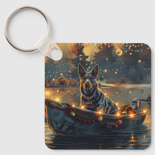 Blue Heeler kerstvakantie Sleutelhanger (Voorkant)