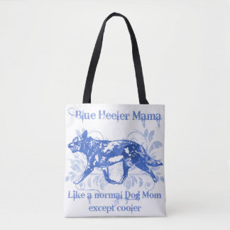 Blue Heeler Mama Waterverf Blue Voeg een naam toe Draagtas