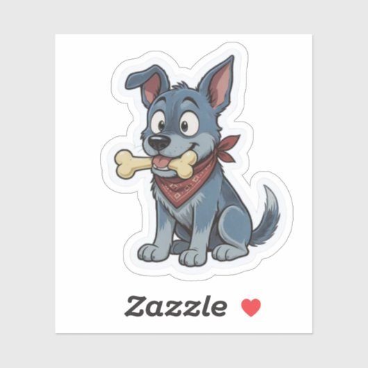 Blue Heeler met bot Sticker (Vel)