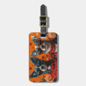 Blue Heeler met hart Rozen Valentijnsdag Bagagelabel (Voorkant verticaal)