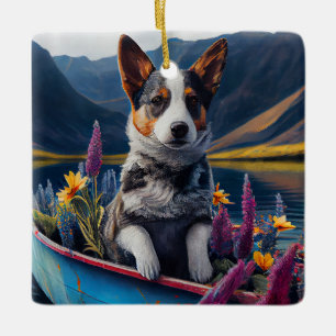 Blue Heeler op een peddel: een Schilderachtig avon Keramisch Ornament