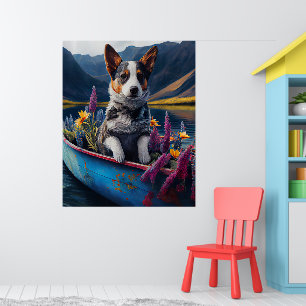 Blue Heeler op een peddel: een Schilderachtig avon Poster