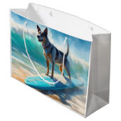 Blue Heeler strand surfen schilderij  Groot Cadeauzakje (Achterkant Gekanteld)
