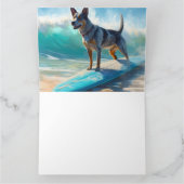 Blue Heeler strand surfen schilderij Kaart (Binnen)