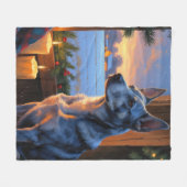Blue Heeler With Christmas Lights Holiday Fleece Deken (Voorkant (Horizontaal))