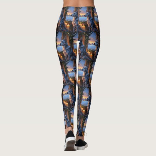 Blue Heeler With Christmas Lights Holiday Leggings (Achterkant)